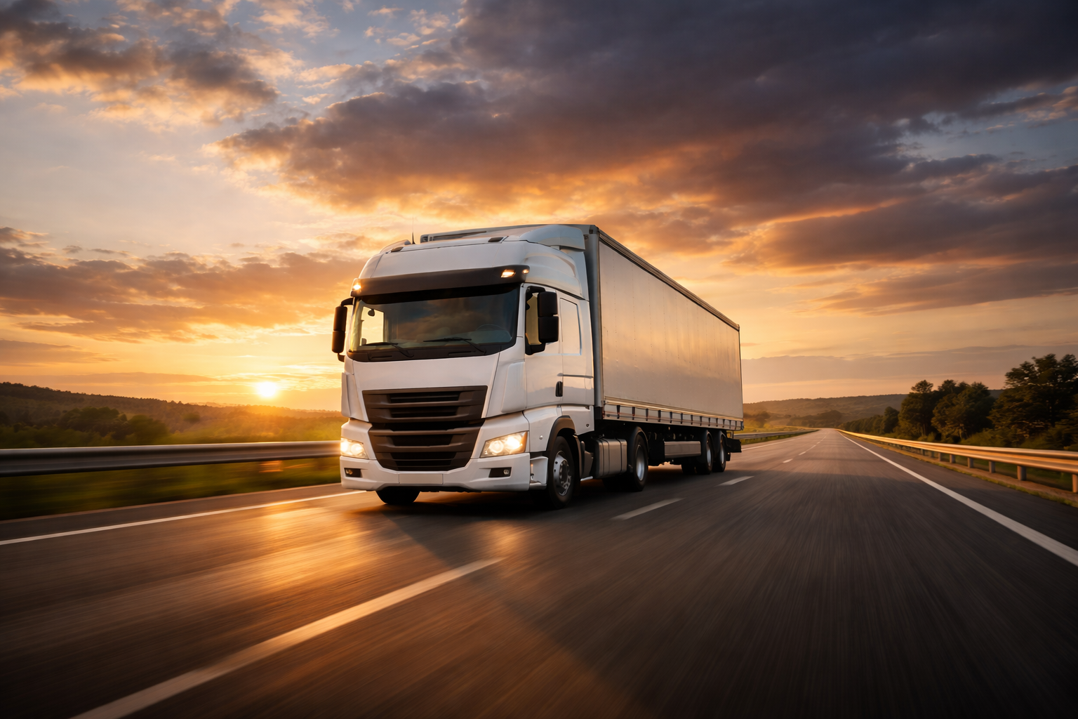 Semi-remorque sur autoroute